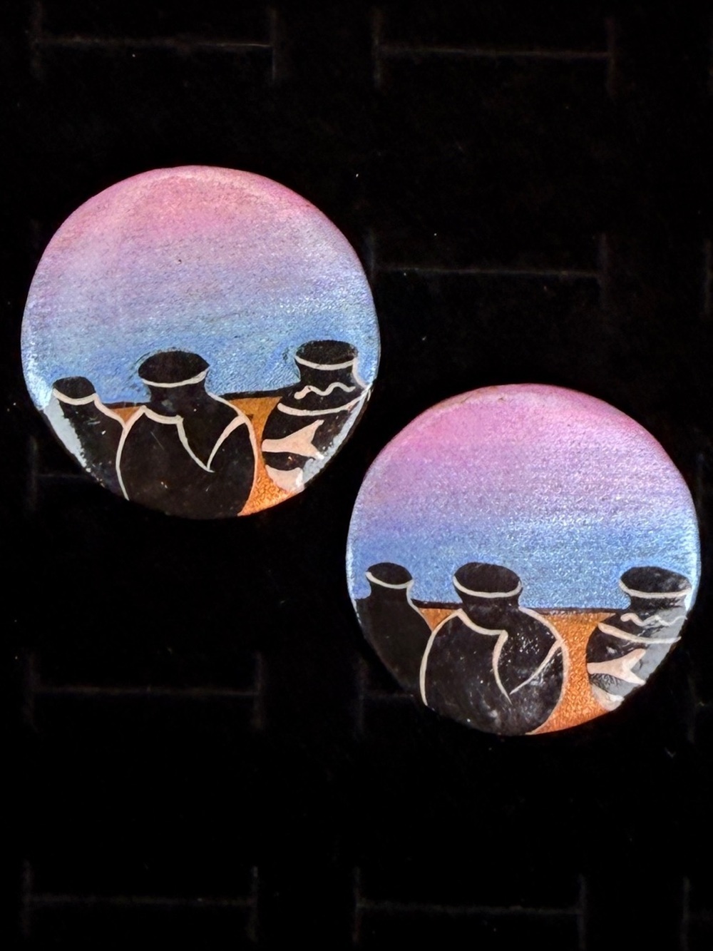 Beautiful vintage colorful circle costume pierced earrings